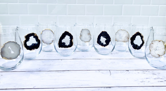 Geode Stemless Wine Glasses