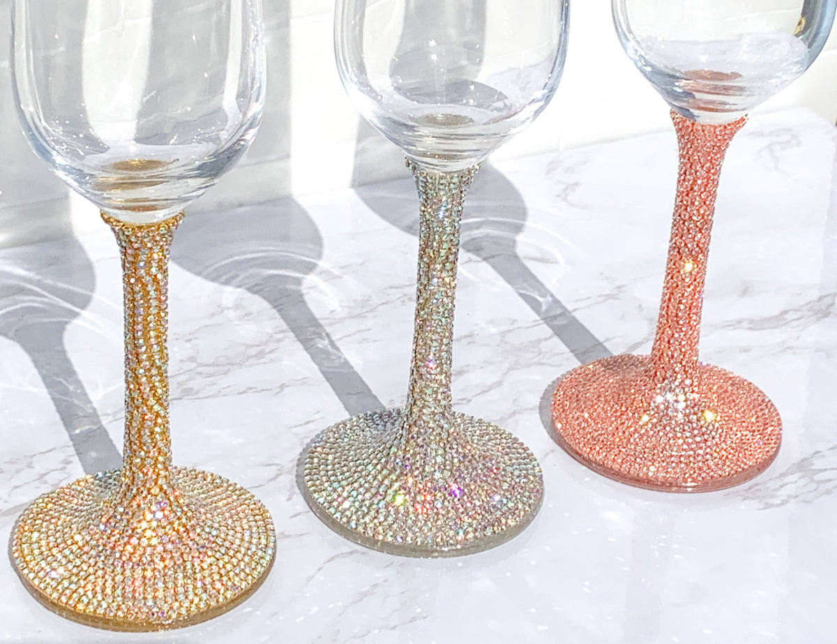 Colorful Glam Crystal Rhinestone Stem Wine Glasses – CostaKini
