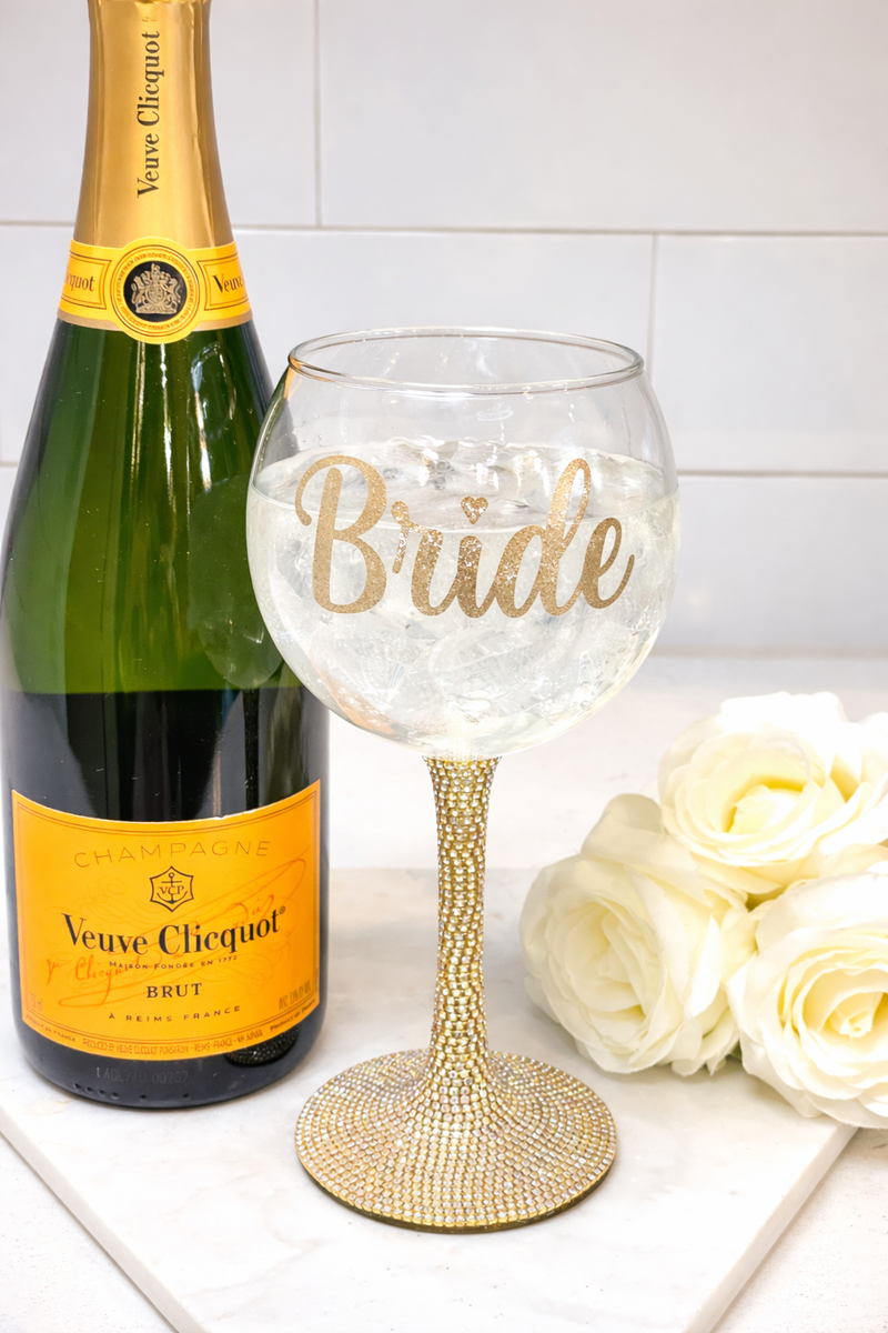 Custom Bride Rhinestone Stem Bowl Wine Glasses – CostaKini