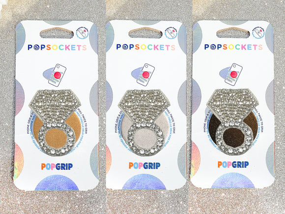 Silver Diamond Ring Phone Popsocket - Choose Your Background Color!