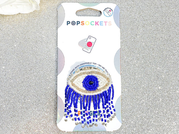 Beaded Fringe Blue Evil Eye Phone Popsocket