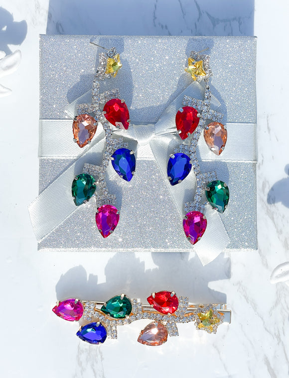 Rhinestone Christmas Lights Earrings