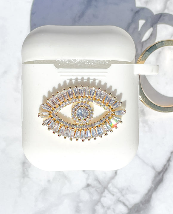Gold & Rhinestones Evil Eye AirPods Case and Face Mask