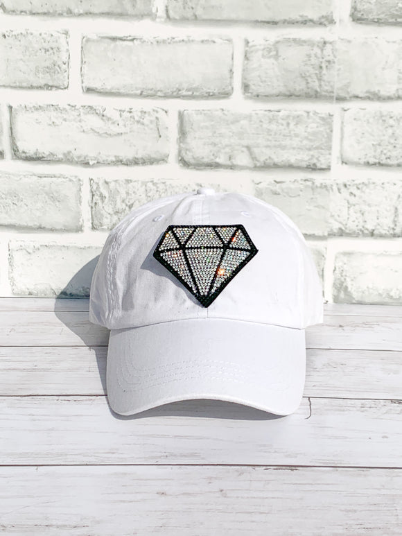 Black & Crystal Rhinestone Diamond High Ponytail Hat - White, Black or Pink Hats!