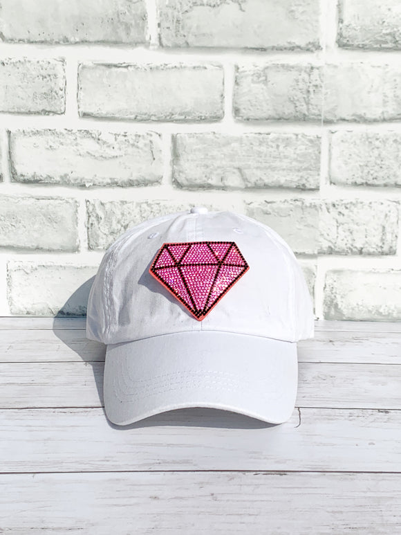 Pink Rhinestone Diamond High Ponytail Hat - White, Black or Pink Hats!