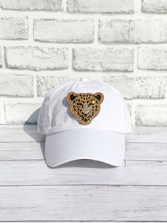 Rhinestone Leopard High Ponytail Hat - White, Black or Pink Hats!