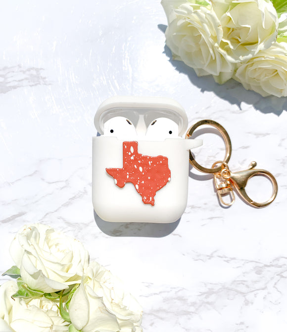 Burnt Orange and White Texas AirPods Case - Customize Your Case Color!
