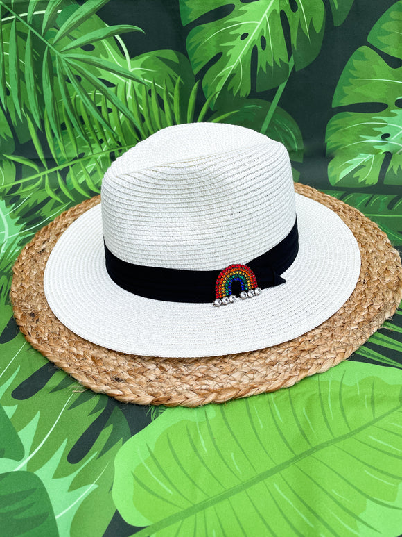 Rhinestone Rainbow Panama Hat