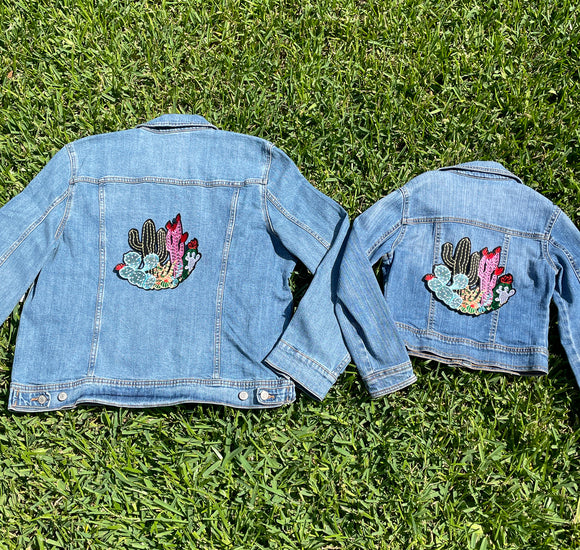 Mom and Mini Embroidered Cactus Jean Jacket