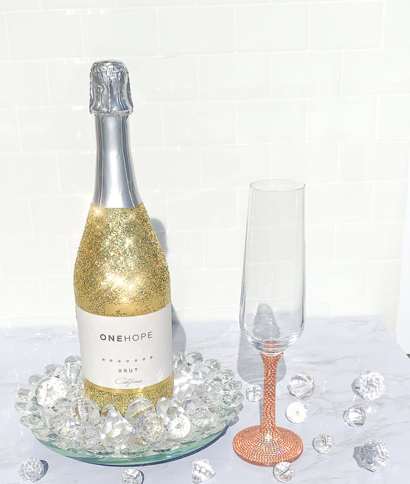 Rose Gold Rhinestone Stem Champagne Glasses - Buy More & Save!