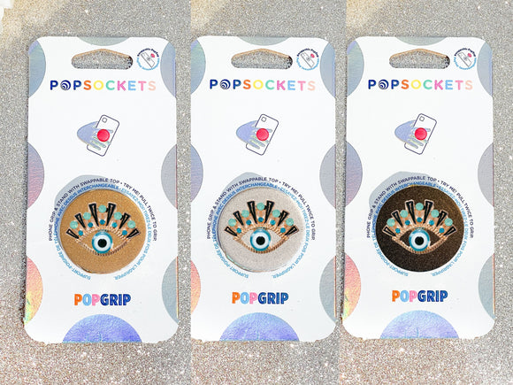 Gold and Turquoise Rhinestones Evil Eye Phone Popsocket - Choose Your Background Color!