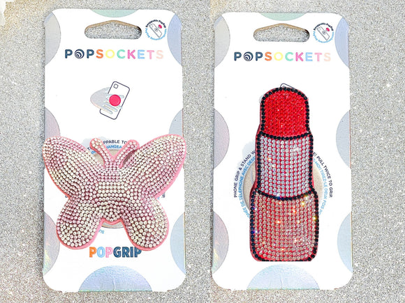 Rhinestone Butterfly and Red Lipstick Popsocket