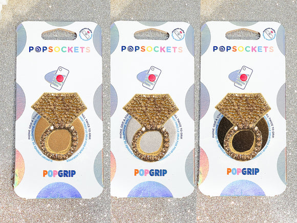 Gold Diamond Ring Phone Popsocket - Choose Your Background Color!