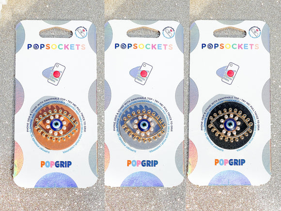 Gold & Pearls Blue Evil Eye Phone Popsocket - Choose Your Background Color!