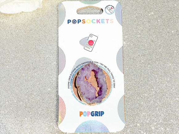 Amethyst Purple Druzy Geode Crystal Gold Edged Phone Popsocket 6
