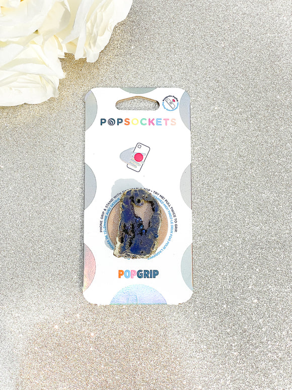 Navy and Gold Druzy Geode Crystal Gold Edged Phone Popsocket 6
