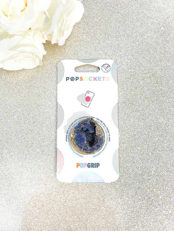 Navy and Gold Druzy Geode Crystal Gold Edged Phone Popsocket 4