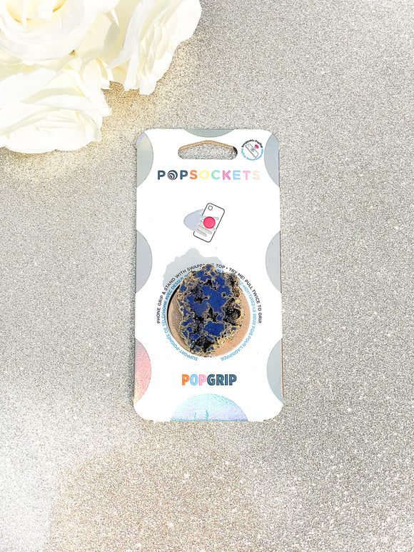 Navy and Gold Druzy Geode Crystal Gold Edged Phone Popsocket 3