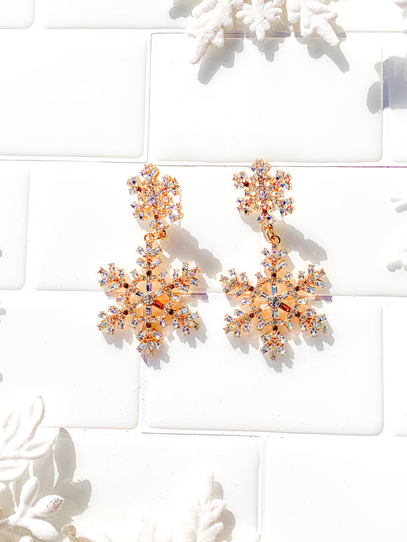 Rhinestone Snowflake Christmas Earrings