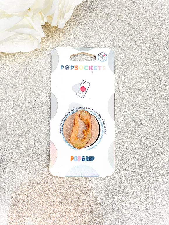 Peach / Pink Druzy Geode Crystal Gold Edged with Rainbow AB Shine Phone Popsocket 5