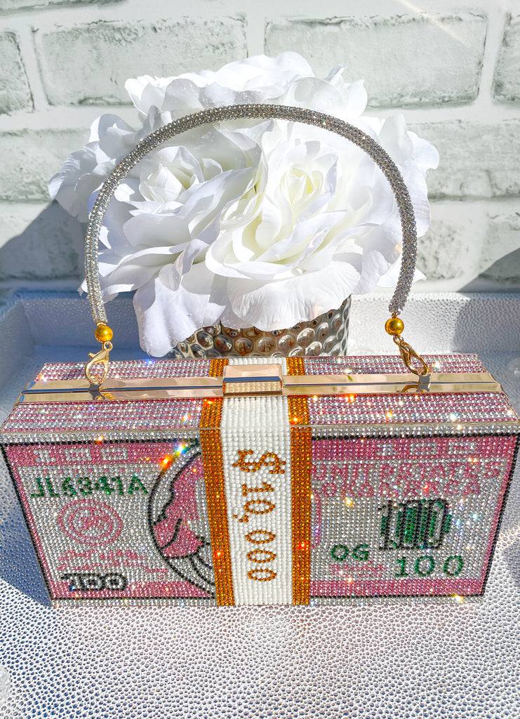 Women Rhinestone Dollar Bill Shoulder Bag Diamond Money Clutch Purse Bling  Cash Mini Handbag of Wedding Evening Party (8x2.2x4.1 inch, Multicolor) :  Amazon.in: Fashion