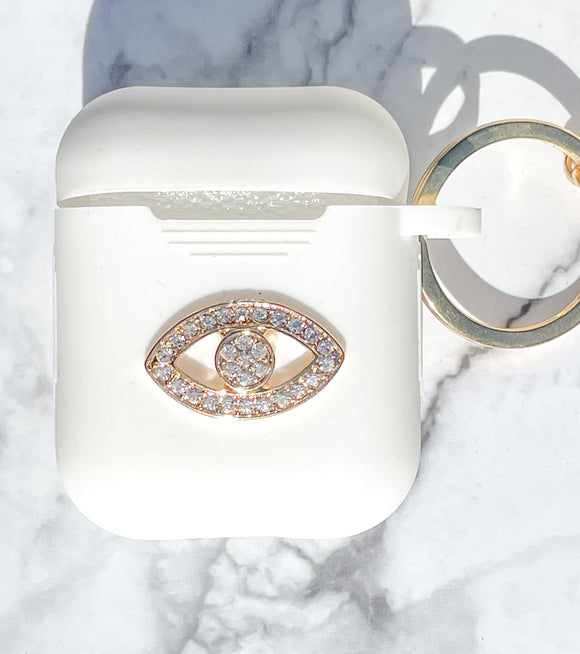 Gold and Rhinestones Evil Eye AirPods Case and Face Mask 3