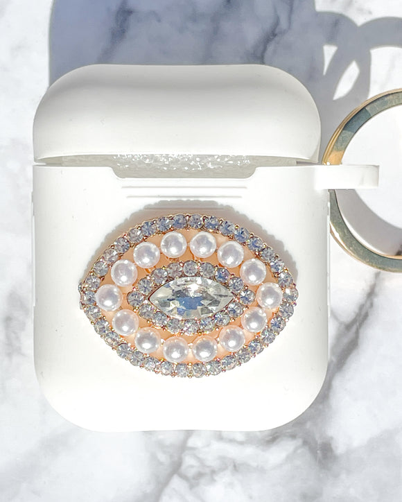 Pearls & Rhinestones Evil Eye AirPods Case and Face Mask