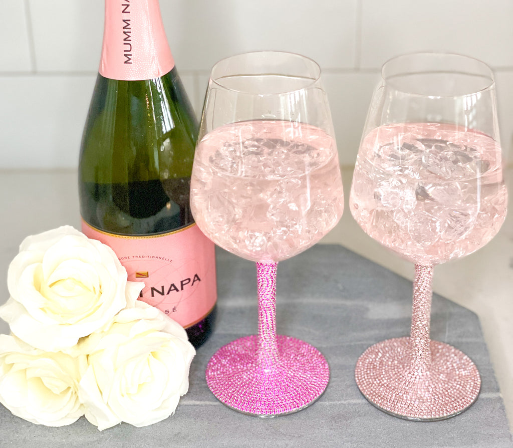 Pink Rhinestone Stem Wine Glasses - Buy More & Save! – CostaKini
