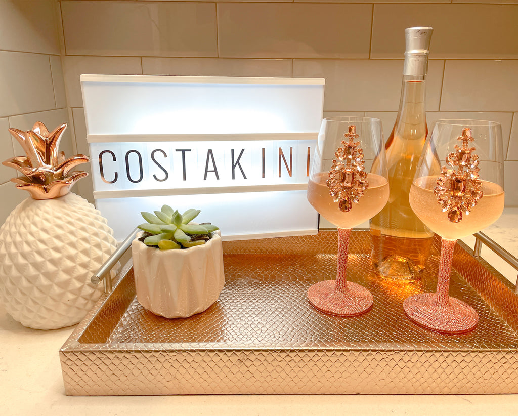 Pink Rhinestone Stem Wine Glasses - Buy More & Save! – CostaKini