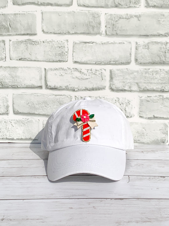 Glitter Candy Cane High Ponytail Hat - White, Black or Pink Hats!