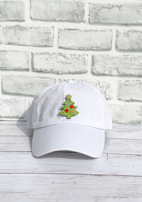 Glitter Christmas Tree High Ponytail Hat - White, Black or Pink Hats!