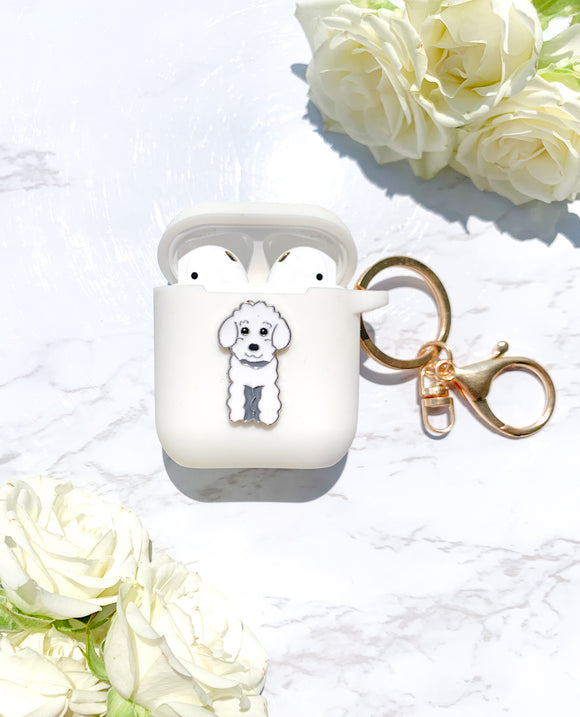 White Doodle Dog AirPods Case - Customize Your Case Color!