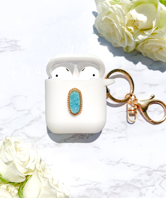 Blue druzy geode crystal AirPods case - customize your case color!