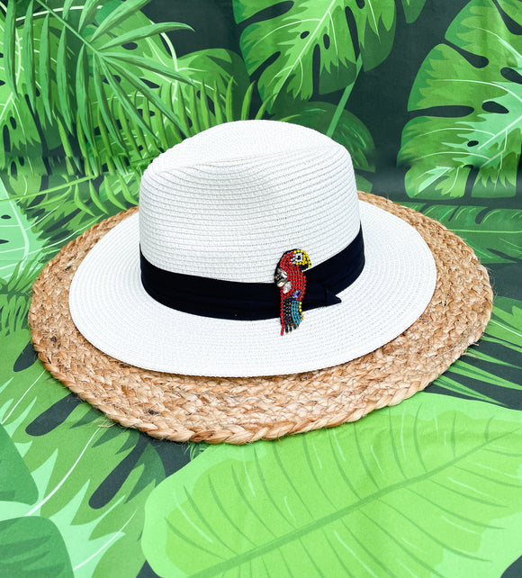 Colorful Rhinestone Parrot Panama Hat