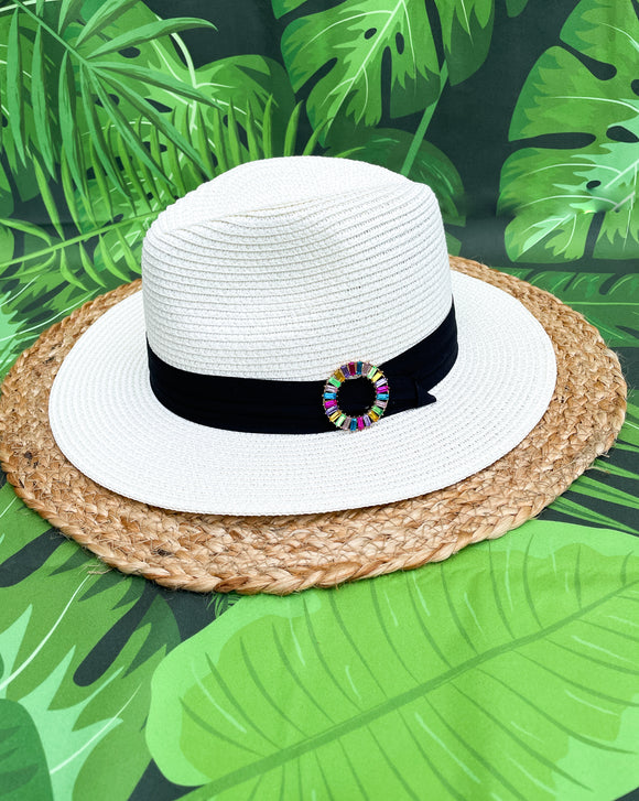 Bright Rainbow Rhinestones Panama Hat