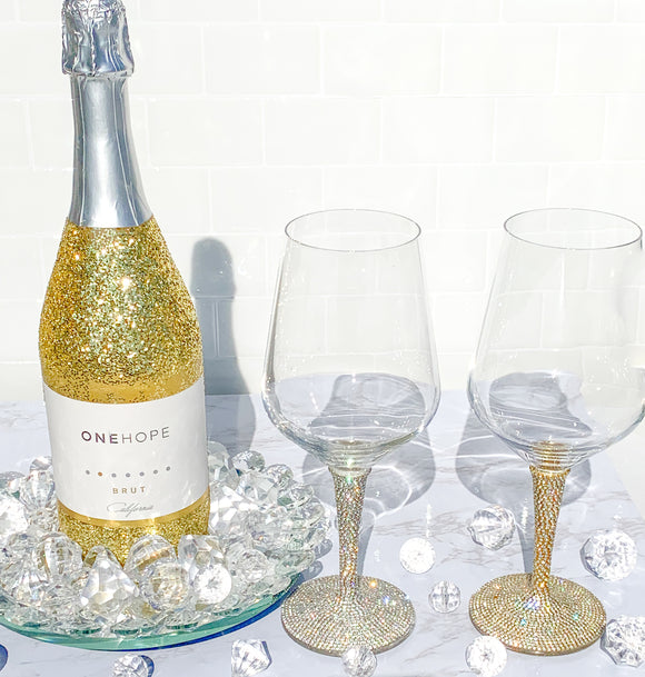 Rhinestone Stem Tapered Wine Glasses - Buy More & Save!