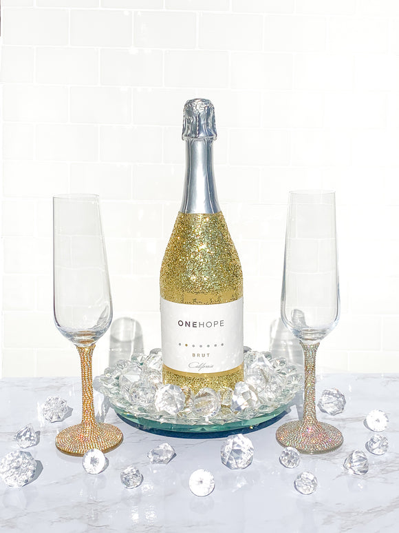 AB Rhinestone Stem Champagne Glasses - Buy More & Save!