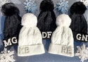 Custom Pearl and Rhinestone Monogram Shimmer Beanies