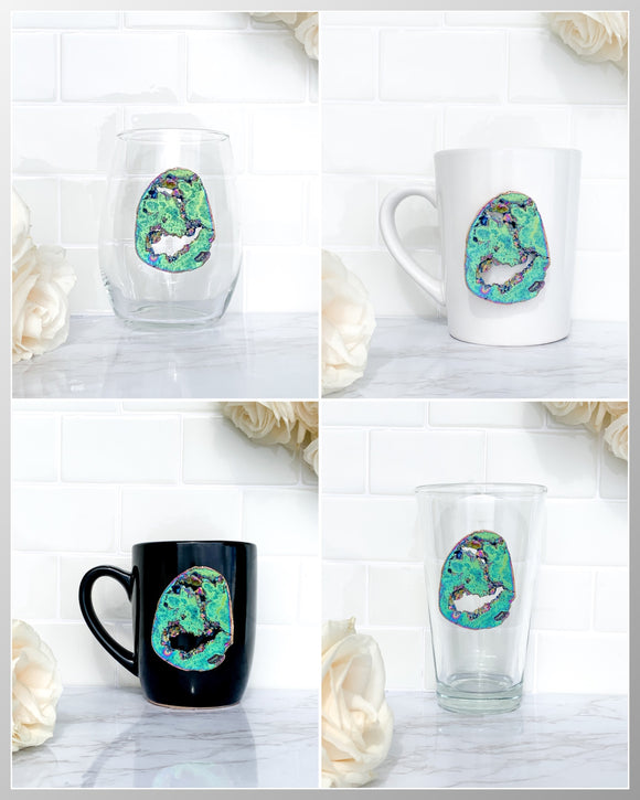 Mermaid Iridescent Geode Mug, Wine Glass or Pint Glass 2 - Design Your Own Custom Item With Your Geode!