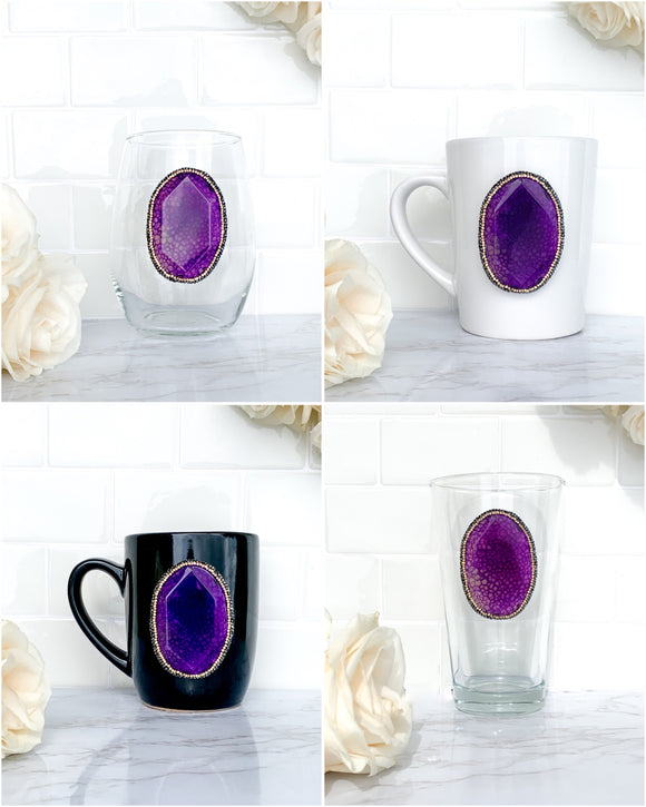 Purple Dragons Vein Agate with Rhinestones Mug, Wine Glass or Pint Glass - Design Your Own Custom Item With Your Stone!