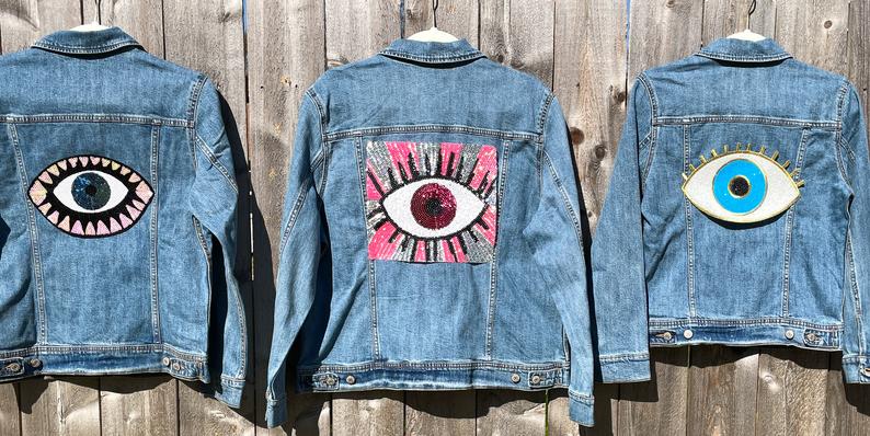Jacket - Glittered denim, blue, pink, black & silver — Fashion | CHANEL