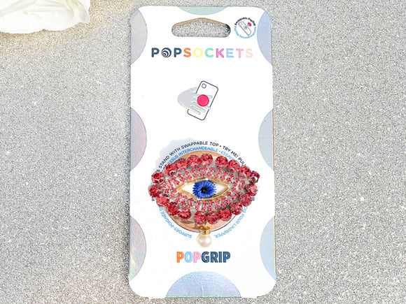 Pink Rhinestone and Pearl Evil Eye Phone Popsocket